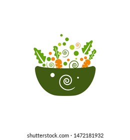 Organic Salad Logo Design Stock Vector