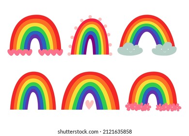 Organic scandinavian rainbow in color lgbt flag for print, sticker, card.