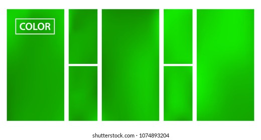 Organic Screen gradient set with modern abstract backgrounds. Green fluid cover for poster, banner, flyer and presentation. Template with screen gradient set for screens and mobile app. Soft color.