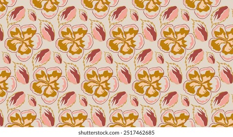 Organic seamless floral pattern. Flower vintage textures for backgrounds, wallpapers, textiles and fashion.