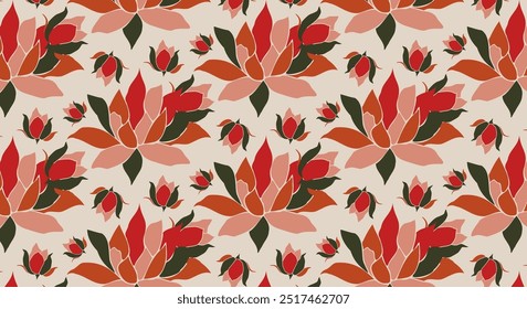 Organic seamless floral pattern. Flower vintage textures for backgrounds, wallpapers, textiles and fashion.