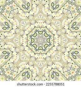 Organic seamless ornament with geometric elements composition. Graphic portugal motif. Canvas print. Small elements texture. Vector collage pattern.