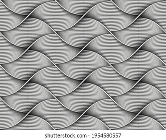 Organic seamless pattern. Background made with twisted metallic curls. Vector illustration.