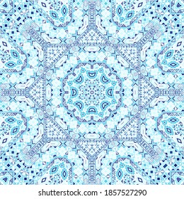 Organic seamless pattern of simple geometry shapes composition. Ethnic celtic motif. Mosaic print. Small elements geometry. Vector embroidery ornament.
