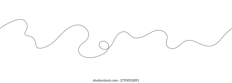 Organic seamless pattern with thin abstract curves, continuous pen line details, curly squiggles, and thread-inspired forms. Vector