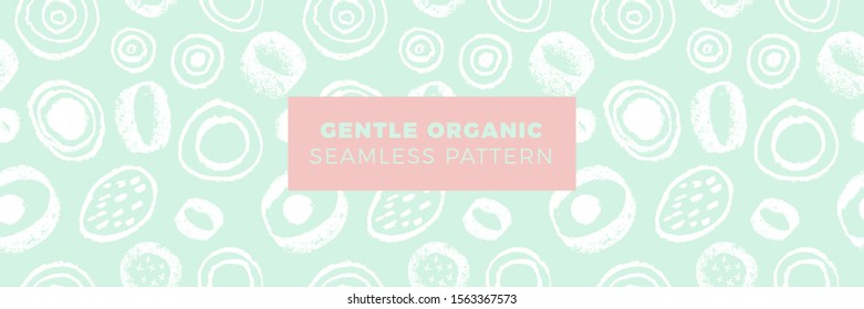 Organic seamless pattern vector background. Hand drawn natural elements with bright organic texture. Eco friendly design, label cosmetics, healthy food, mental health concept. Organic branding design.