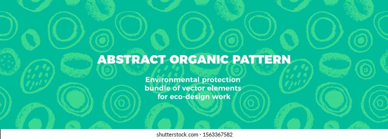 Organic seamless pattern vector background. Hand drawn natural elements with bright organic texture. Eco friendly design, label cosmetics, healthy food, mental health concept. Organic branding design.