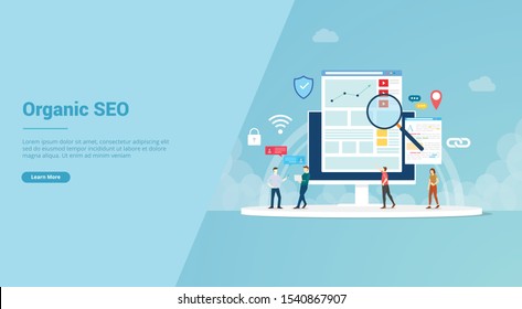 Organic Seo Concept For Website Template Or Landing Homepage Banner - Vector