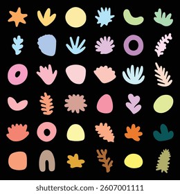Organic shape abstract colorful vector illustration. Set of irregular blot form graphic element.