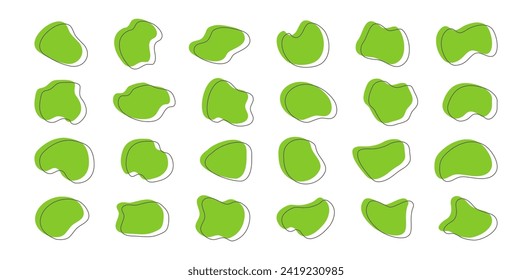 Organische Form, unregelmäßiger grüner Fleck, unregelmäßiger, unregelmäßiger Fleck-Fleck-Vektorsymbol einzeln auf weißem Hintergrund. Einfache, glatte Illustration