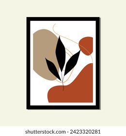 organic shape leaf flowers modern groovy floral minimalist , hand draw Abstract art background illustrations. Bohemian style of contemporary aesthetic for framed wall decoration, postcard, poster