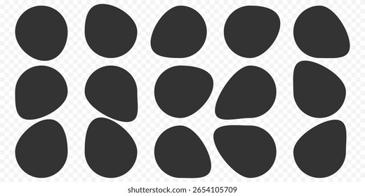 Conjunto de forma redonda de forma orgánica. Marco de forma abstracta de fondo de curva. Doodle líquido abstracto, forma ondulada diferente. Fondo redondo suave del patrón oval. mancha sólida eps 10