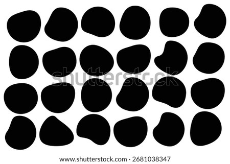  Organic shape round form set. Liquid organic blob curve background abstract shape frame. Doodle abstract liquid blob, wavy different form. Soft round oval pattern background. Vector illustration