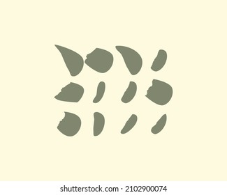 Organic shape set. Abstract fluid blob, stone or water silhouette, big liquid amoeba elements set. Random flat geometric irregular stain.