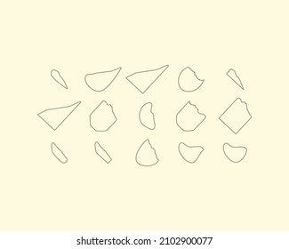 Organic shape set. Abstract fluid blob, stone or water silhouette, big liquid amoeba elements set. Random flat geometric irregular stain.