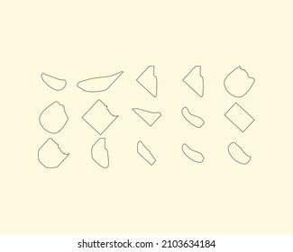 Organic shape set. Abstract fluid blob, stone or water silhouette, big liquid amoeba elements set. Random flat geometric irregular stain.