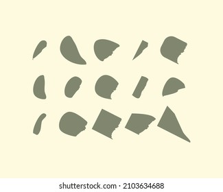 Organic shape set. Abstract fluid blob, stone or water silhouette, big liquid amoeba elements set. Random flat geometric irregular stain.
