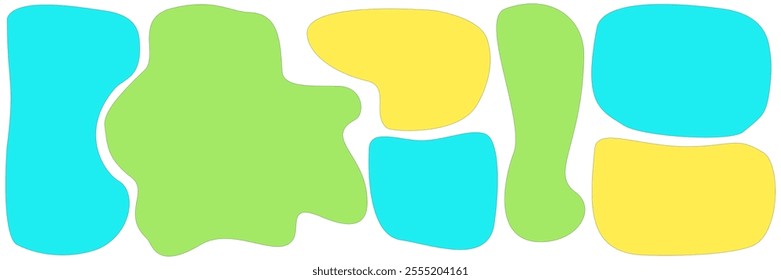 Organic shape set. Abstract fluid blob, stone or water silhouette, big liquid amoeba elements set. Random flat geometric irregular stain.