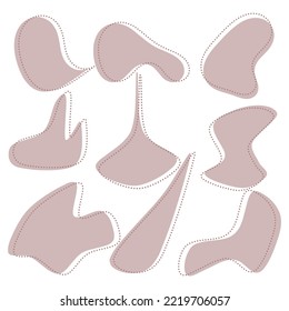 Organic Shape. Set of abstract organic shapes with dots line art. Fluid blob vector set. 