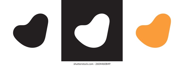 Organic shape text frames. Vector set of abstract doodle bubbles. Wavy textboxes.  Rounded quote elements pattern. Vector illustration. isolated on white and black background. EPS 10