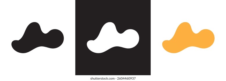 Organic shape text frames. Vector set of abstract doodle bubbles. Wavy textboxes.  Rounded quote elements pattern. Vector illustration. isolated on white and black background. EPS 10