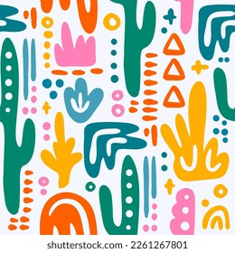 ORGANISCHE FORMEN Abstrakte Formen handgezeichnet Nahtloses Muster in flachem Stil Modernes afrikanisches Vektorkreatives zeitgenössisches ästhetisches Folk Doodle Print Matisse Design