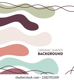 Organic shapes background. Hand drawn autumnal colors banner. For social media post, web, promotional banner, advertising and branding. Vector illustration, flat design