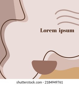 Organic shapes background. Hand drawn brown colors banner. For social media post, web, promotional banner, advertising and branding. Vector illustration, flat design
