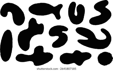 Organic shapes collection black irregular blobs Vector