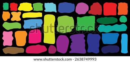 Organic shapes with grain texture in pastel colors. Set of hand drawn irregular round and wavy blot forms. Doodle graphic vector elements for text and contemporary design. Abstract modern forms	