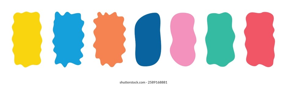 Organic shapes Hand drawn rectangle set for social media stories. Quote empty minimalist frames blank template set. Isolated text box. Vector illustration