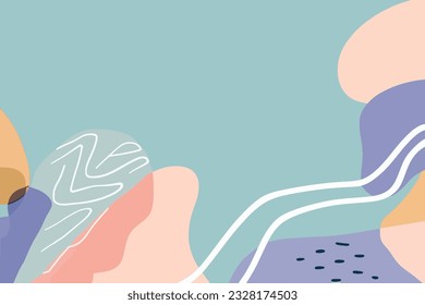 Organic shapes long banner Minimal stylish cover template Hand draw abstract design