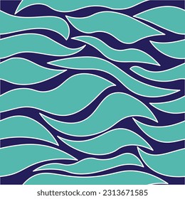 Organic shapes pattern. Abstract seamless repeat pattern design. Blue Waves Contemporary trending pattern of 2023. Groovy shapes elegant print for fabric and background vector illustration