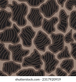 Organic shapes pattern. Abstract seamless repeat background. Hand drawn modern art. Black Grey Doodle graphic.