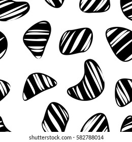 Organic shapes seamless pattern. Vintage Memphis style vector illustration. Clipping mask used.