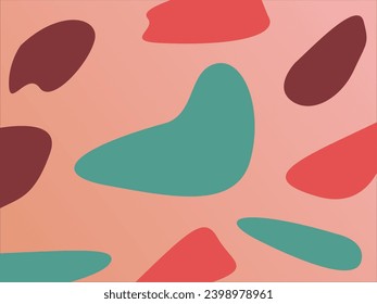 Organic shapes in three colors on red to light red background