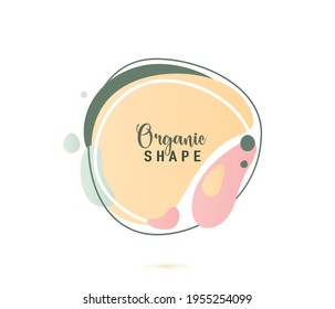 Organic shapes vector banner background. Trendy abstract modern art in simple minimalist style. Pastel light gradient color fluid forms with lines.