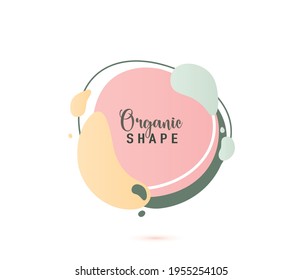 Organic shapes vector banner background. Trendy abstract modern art in simple minimalist style. Pastel light gradient color fluid forms with lines.