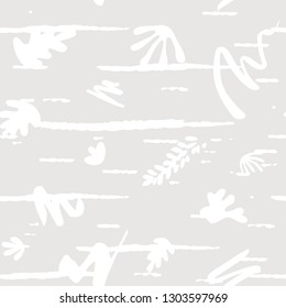  Organic shapes vector seamless pattern. Abstract paper cut outs collage.