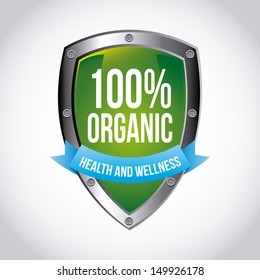 organic shield over gray background vector illustration 