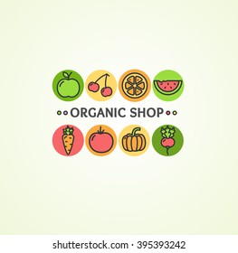 Organic Shop Concept. Health Care. Vector illustration