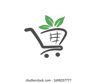 organic shopping cart logo design inspiration