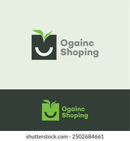 Organic Shopping smile face pater bag logo design ideas business name editable vector template  royalty free image