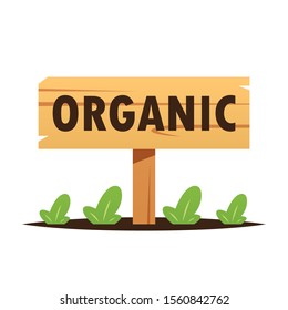 Organic sign with vegetable plants vector isolated illustration