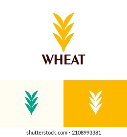 Organic simple wheat grain logo vector design concept. Agriculture farm logomark illustration template. Can representing organic, bread, cereal, plant, vegan, food, harvest, health. 