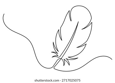 Dibujo orgánico de una sola línea de una pluma de pájaro suave Gráfico