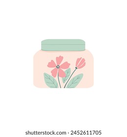 Organic skin care cosmetic. Beauty cream natural scrub and eco shampoo, make up product in colorful packing. Vector jar for face moisturizing isolated. Body lotion, oil on white background. Body