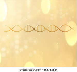 Organic skin care cosmetics vector background with golden dna strand can be used for medical or science concepts. EPS10