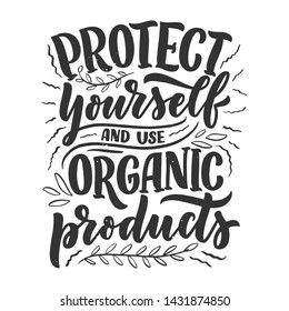 Organic skin care phrase concept banner. Natural cosmetic slogan for presentation or website. Isolated lettering typography product ide. Vector illustration