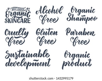 Organic skin care phrase concept banner. Natural cosmetic slogan for presentation or website. Isolated lettering typography product ide. Vector illustration